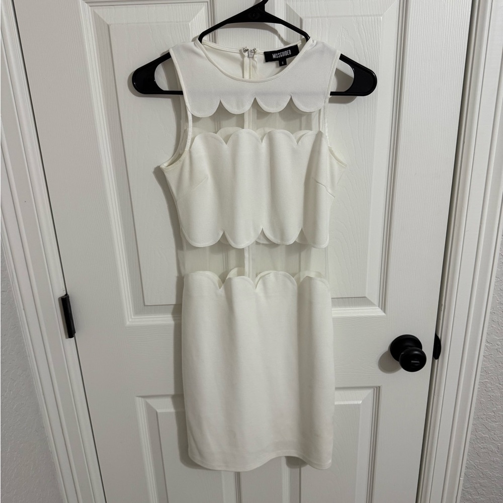 Missguided White Scallop Mini Dress